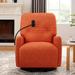 270 Degree Swivel Electric Recliner Chair Rocking Motion Recliner Single Sofa with a Phone Holder for Living Room and Home Theater Seating Orange