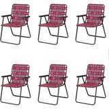 KUF Patio Folding Chair Set 6 Pack Portable Lightweight Indoor/Outdoor Dining Chair for Patio Garden Bay Yard Lawn Heavy Duty Chair Set (Red)