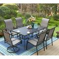 & William Patio Dining Set 9 Pieces Patio Furniture Set 8 x Patio Dining Chairs Quick Dry Textilene High Back Support 350lbs and Expandable 6-8 Person Dining Table Patio Set for Lawn