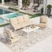 Sophia&William 4 Piece Patio Conversation Set Outdoor Furniture Sofa Set with Fixed Chair Beige