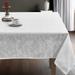 Elegant Scroll Jacquard Woven Tablecloth and Napkin Set | 60 x 102 Rectangle White | Seats 8-10 | Easy Care |