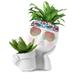 iMounTEK Face Planter Pot Succulent Planter Cactus Planter Dual Opening Flower Pot with Drainage Hole for Succulent Cactus Indoor Outdoor White