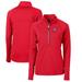 Women s Cutter & Buck Red New Hampshire Fisher Cats Adapt Eco Knit Stretch Recycled Half-Zip Top