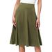 Women Skirts Black Tennis Simple Comfy Basic Solid Color Stretch A-Line Flared Knee Length Skirt Tennis Skirts For Woman