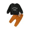 FOCUSNORM Infant Toddler Baby Boy Fall Winter Outfits Letters Print Sweatshirt Tops Casual Pants 2Pcs Clothes