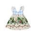 Xmas Toddler Baby Girls Dress Cartoon Print Petal Sleeve Backless Knee-Length A-Line Dress Sundress Clothes