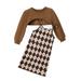 Baby Girl Fall Outfits S 2 Piece Outfits Short Bodycon Dress And Crewneck Long Sleeve Crop Sweatshirts Skirt Set Baby Boy Fall Outfits Brown 7 Years-8 Years