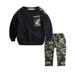 HIBRO Boy Suspender Outfit Teen Kids Baby Boys Letter Tracksuit Camouflage Tops Pants 2PCS Outfits Set