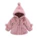 safuny Toddler Girls Solid Color Thicken Plush Cute Keep Warm Winter Hoodie Hairball Thick Coat Cloak Soft Fleece Childs Clothes Playwear Long Sleeve Hoodie Jacket Cute Pink 9-12 M