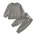 QIANGONG Boys Outfit Sets Solid Boys Outfit Sets Crew Neck Long Sleeve Boys Outfit Sets Grey 2-3 Years