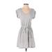 H&M Casual Dress - Mini Scoop Neck Short sleeves: Gray Solid Dresses - Women's Size X-Small