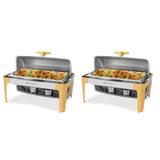 1/2 Set 9 QT Rectangular Roll Top Stainless Steel Chafing Dish