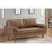 Modern Straight Row Sectional Loveseat Sofa Button Tufted Lounge Loveseat Couch with Track Arm and 2 Bolster Pillows