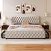 King Metal Bed Frame Upholstered King Platform Bed with Button Tufted Headboard & 4 Drawers, No Box Spring Needed, Beige
