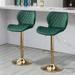 Velvet Adjustable Swivel Bar Stools Set Of 2 Modern Counter Height Barstools With Golden Color Base