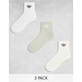 adidas Originals 3 pack trefoil crew socks in neutrals-Multi