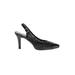 Adrienne Vittadini Heels: Slingback Stilleto Cocktail Party Black Solid Shoes - Women's Size 6 - Pointed Toe