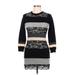 D&G Dolce & Gabbana Casual Dress - Sweater Dress: Black Fair Isle Dresses - Women's Size 40