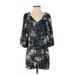 BCBGeneration Casual Dress - Mini V Neck 3/4 sleeves: Teal Dresses - Women's Size 2