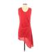 Haute Hippie Cocktail Dress - Mini Scoop Neck Sleeveless: Red Print Dresses - Women's Size X-Small