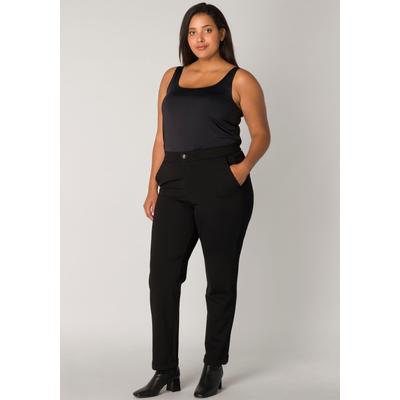 Jerseyhose BASE LEVEL CURVY, Damen, Gr. 46, N-Gr, schwarz, Obermaterial: 65% Viskose, 30% Nylon, 5% Elasthan, casual, regular fit, Hosen, mit Umschlagsaum Image