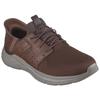Slip-On Sneaker SKECHERS "GARNER-NEWICK", Herren, Gr. 44, braun (dunkelbraun), Textil, Synthetik, casual, Schuhe, Slipper, Freizeitschuh mit praktischer Slip Ins-Funktion, Topseller