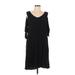 Soft Surroundings Casual Dress - A-Line V Neck 3/4 sleeves: Black Solid Dresses - Women's Size Large