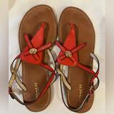 Coach Shoes | Coach Camara Thong Sandals With Ankle Strap Women’s Size 8.5 Excellent Preowned | Color: Orange/Red | Size: 8.5