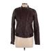 Guess Faux Leather Jacket: Short Burgundy Print Jackets & Outerwear - Women's Size Large