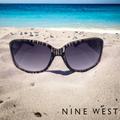 Nine West Accessories | Nine West Fashion Sunglasses Black And Clear Acetate Frames Gradient Gray Lenses | Color: Black/Gray/Red | Size: Os