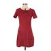 Hollister Casual Dress - Shift Tie Neck Short sleeves: Burgundy Print Dresses - Women's Size Small
