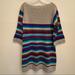 Free People Dresses | Free People Lg Wool Stripe Pullover Sweater Dress Turquoise Fuchsia Blue Gray | Color: Blue/Gray | Size: L