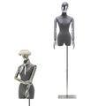Mannequin Body Female, Velvet Tailors Dummy Torso with Electroplate Arms, Shiny Dress Form Display Mannequin Stand for Sewing Shopwindow, Adjustable Height