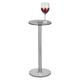 mDesign Glass Top Side/End Drink Table - Tall Modern Round Accent Metal Nightstand Furniture for Living Room, Dorm, Home Office, and Bedroom - 9" Round - Dark Smoke Gray/Chrome