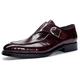 New Oxford Shoes for Men Slip On Monk Strap Apron Toe Round Toe Cowhide Non Slip Rubber Sole Low Top Working (Color : Wine Red, Size : 6.5 UK)