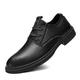 Oxford Dress Shoes for Men Lace Up Round Toe Vegan Leather Derby Shoes Low Top Block Heel Anti-Slip Non Slip Wedding (Color : Black, Size : 8 UK)