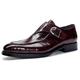 New Oxford Shoes for Men Slip On Monk Strap Apron Toe Round Toe Cowhide Non Slip Rubber Sole Low Top Working (Color : Wine Red, Size : 10.5 UK)