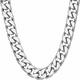 Miami Curb Square Cut Cuban Link Chain Necklaces 24k Gold Plated (5mm & 9.5mm) (24 inches, 9.5mm, White Gold)