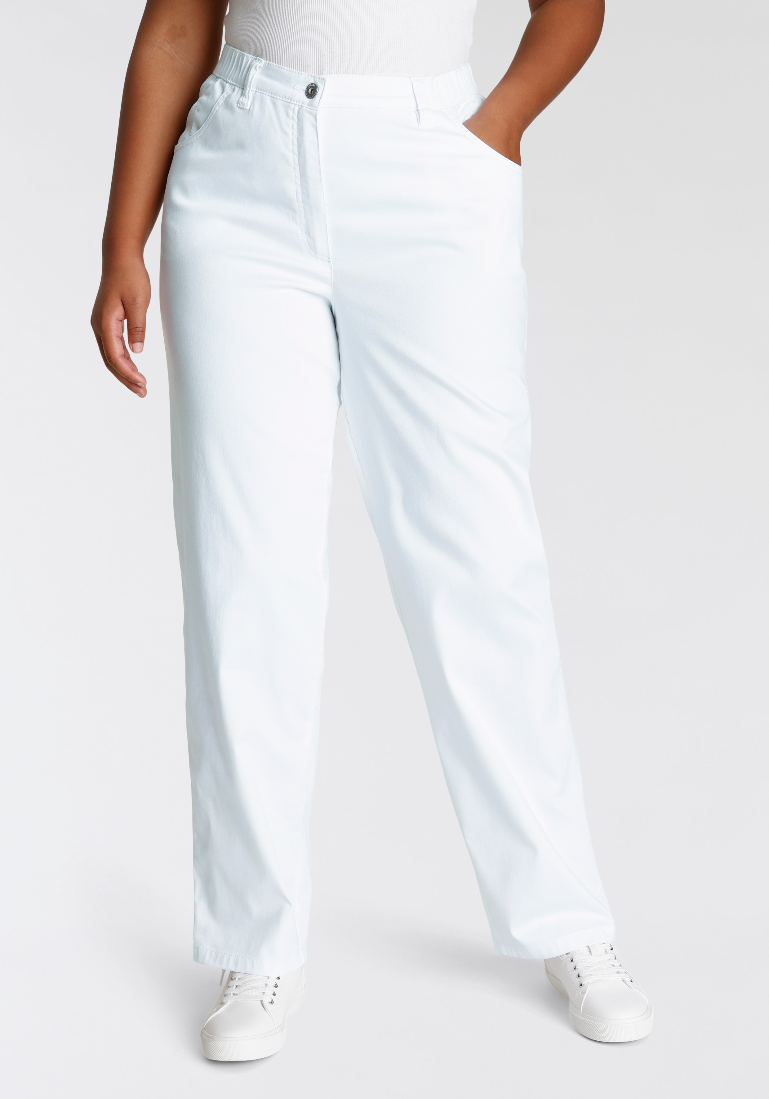 Straight-Jeans KJBRAND "Babsie", Damen, Gr. 52 (26), K-Gr, weiß, Denim/Jeans, Obermaterial: 78% Baumwolle, 18% Polyester, 4% Elasthan, unifarben, straight fit lang, Jeans Straight-Jeans, mit Stretch