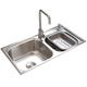 VVHUDA Double Basin Sink Kitchen Sink 304 Stainless Steel with Overflow Hole Design,Top and Under Mount Installation,with Strainer & Pipe Kit small gift