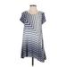 Puella Casual Dress - Mini Scoop Neck Short sleeves: Blue Print Dresses - Women's Size X-Small