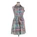 Eva Franco Casual Dress - Shirtdress: Blue Plaid Dresses - Women's Size 10