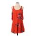 O'Neill Casual Dress - A-Line Scoop Neck Sleeveless: Orange Floral Dresses - Women's Size X-Small
