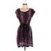 Be Bop Casual Dress: Purple Jacquard Dresses - Women's Size Medium