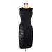 T Tahari Casual Dress - Sheath Crew Neck Sleeveless: Black Print Dresses - Women's Size 4