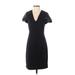 Zara Basic Casual Dress - Sheath V Neck Short sleeves: Black Print Dresses - Women's Size X-Small