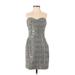 H&M Cocktail Dress - Sheath Sweetheart Sleeveless: Gray Dresses - Women's Size 4