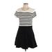 Talbots Casual Dress - DropWaist: Black Stripes Dresses - Women's Size Large Petite