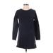 Blue Rain Casual Dress - Shift Crew Neck 3/4 sleeves: Blue Solid Dresses - Women's Size 2X-Small