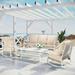 Alphamarts Galyn 5-Person Sofa Seating Group w/ Rocking Lounge Chairs Synthetic Wicker/All - Weather Wicker/Metal/Wicker/Rattan/Rust | Outdoor Furniture | Wayfair